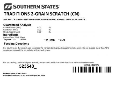 Label, Southern States Traditions 2-Grain Scratch (CN)