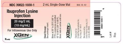 Label, X-Gen Ibuprofen Lysine Injection 2 mL single-dose vial