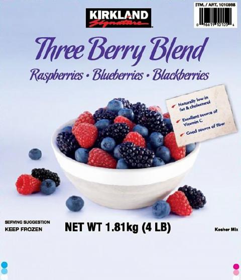 Image 1 - Label, Kirkland Signature Three Berry Blend