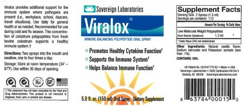 Labeling, Sovereign Laboratories Viralox