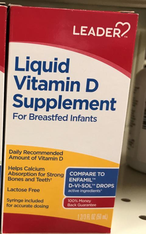 Leader Liquid Vitamin D Supplement for Breastfed Infants 400 IU 50 mL, UPC 096295128628 ALL LOTS.jpg
