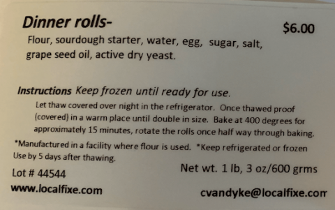 Image – Local Fixe Dinner Rolls with Ingredient Statement and Coding
