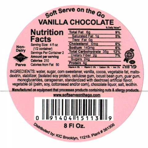 11. Ingredients and nutrition facts Parve Vanilla Chocolate
