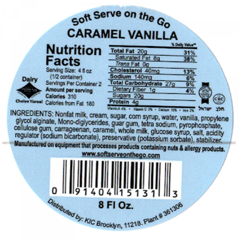 13. Ingredients and nutrition facts Caramel flavor