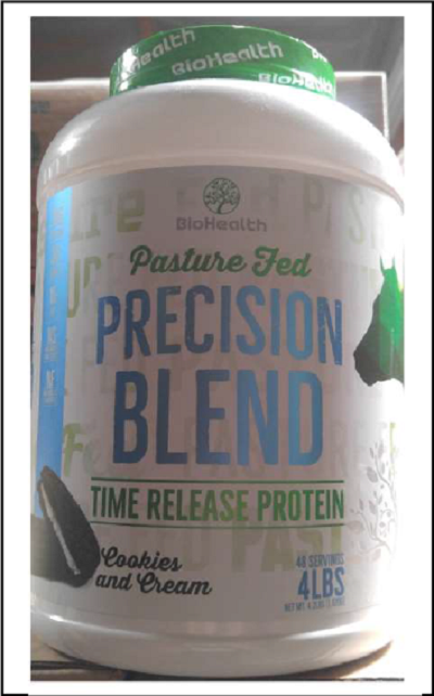 "Product image front, BioHealth Pasture Fed Precision Blend Time Release Protein Cookies and Cream 4LBS"