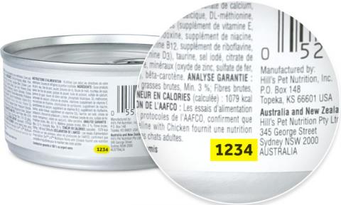 SKU location on canned dog food