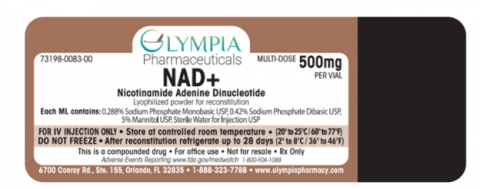 Labeling, NAD+, 500mg vial