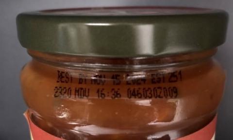 Photo, jar with location of code date