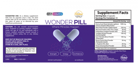 Bottle Label, My Stellar LifeStyle Wonder Pill