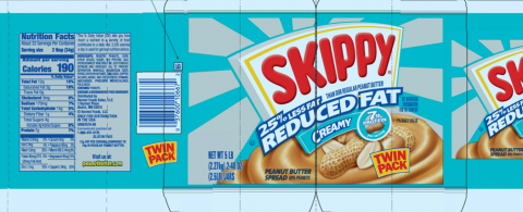 TWIN PACK LABEL – BEST IF USED BY MAY0523 – SKIPPY, REDUCED FAT, CREAMY, PEANUT BUTTER, 2/40 OZ.