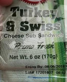 Premo Brand Turkey and Swiss Sub label image