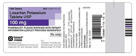 Image 3 - Product Labeling of Losartan Potassium Tablet, USP 100 mg, 1000 tablets