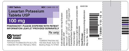Image 1 - Product Labeling of Losartan Potassium Tablet, USP 100 mg, 1000 tablets