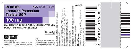 Image 1 - Product Labeling of Losartan Potassium Tablet, USP 100 mg, 90 tablets