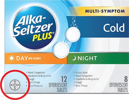 Product image of Alka-Seltzer Plus NOT subject to recall with Bayer Logo