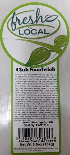Product label, Fresh & Local, Club Sandwich