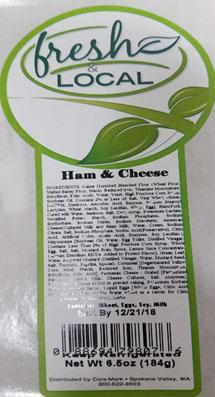Product label, Fresh & Local, Ham & Cheese
