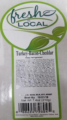 Product label, Fresh & Local, Turkey-Bacon-Cheddar