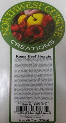 Image 1 - Product label, Northwest Cuisine Creations, Roast Beef Hoagie