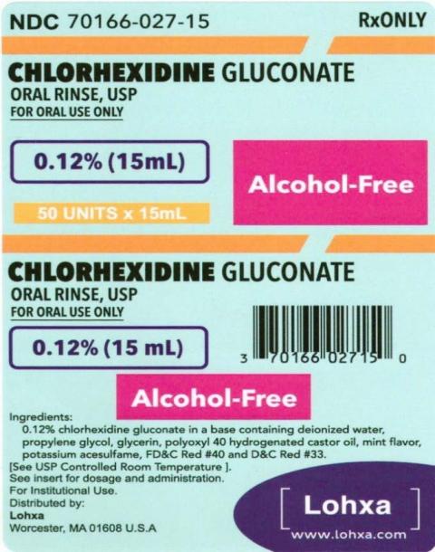 “Case label, Lohxa Chlorhexideine Gluconate Oral Rinse USP 0.12% (15 mL) Rx Only”