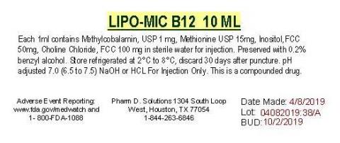 Representative label, lipo-mic B-12