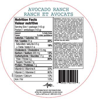 Salad Shake Ups – Avocado Ranch Nutrition Facts Panel