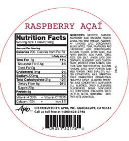Salad Shake Ups – Raspberry Acai Nutrition Facts Panel