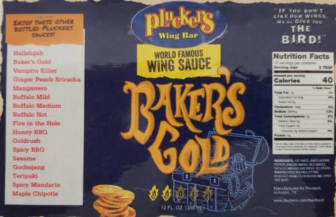 Pluckers Wing Bar World Famous Wing Sauce Baker’s Gold 12 oz.