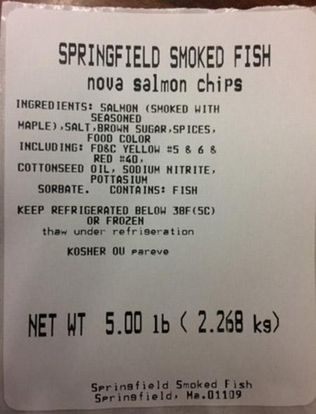 Springfield Smoked Fish, Nova Salmon Chips