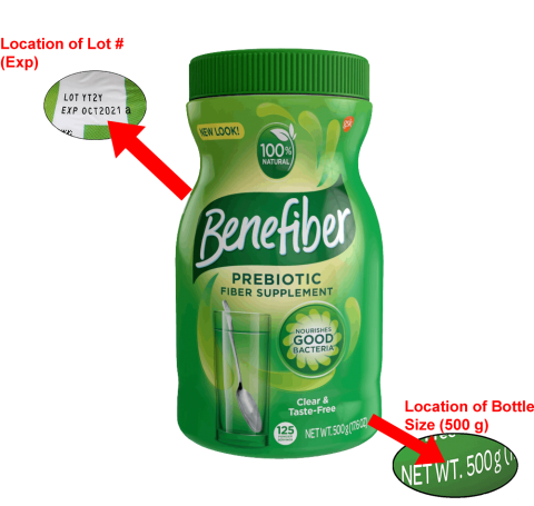 Label, Benefiber Prebiotic Fiber Supplement, 500G