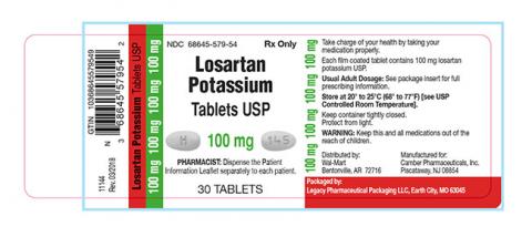Losartan Potassium Tablet USP 100 mg, product label