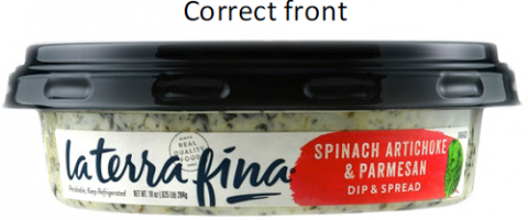 Spinach Artichoke & Parmesan Dip & Spread, Correct Front Label