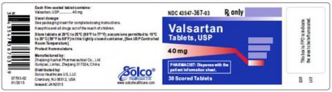 Valsartan 40 mg strength, 30 ct bottle
