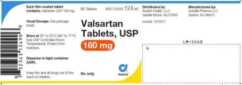 Image 2 - Valsartan Tablets USP, 160 mg, 90 Tablets, Acetris 