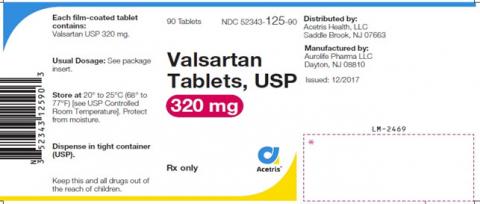 Valsartan Tablets USP, 320 mg, 90 Tablets, Acetris