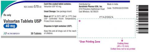 Image 2 - Valsartan Tablets USP, 40 mg, 30 Tablets, Aurobindo