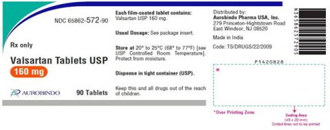 Image 2 - Valsartan Tablets USP,160 mg, 90 Tablets, Aurobindo