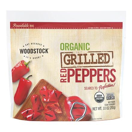 WOODSTOCK ORGANIC GRILLED RED PEPPERS, NET WT. 10 OZ (283g), FROZEN