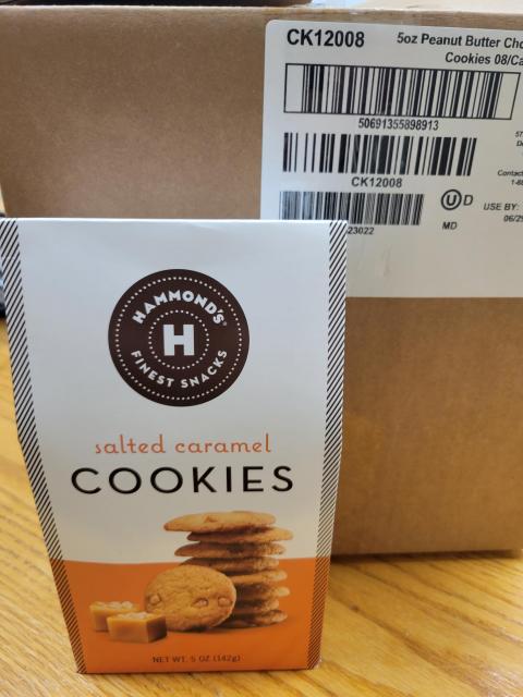 Image - Hammond’s Salted Caramel Cookies Front of Package and Packing Box