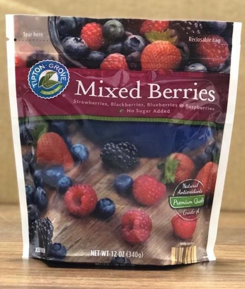 Front Package: Tipton Grove Mixed Berries, Net Wt. 12 oz.