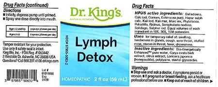 Product labeling, Dr. King's Lymph Detox 2 fl oz (59 mL)