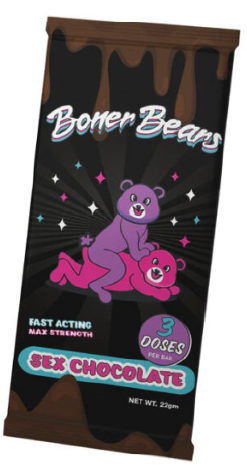 Image of front label, Boner Bears Sex Chocolate, Net Wt 22g