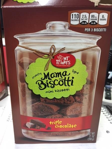 Front Label HT Traders Mama Biscotti, Mimi Biscotti, Triple Chocolate