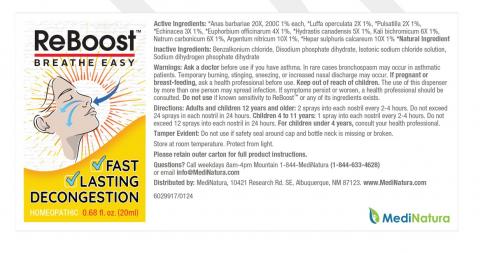 Bottle Label, ReBoost Nasal Spray, 20mL