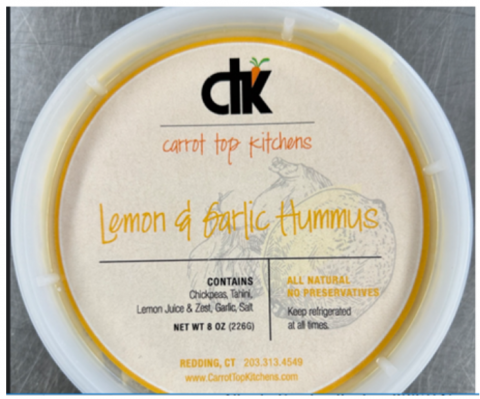 FDA Recall: Carrot Top Kitchens Hummus Varieties for Potential or Undeclared Allergen – Sesame