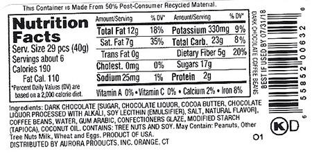 Back Label – Nutrition Facts and Ingredient