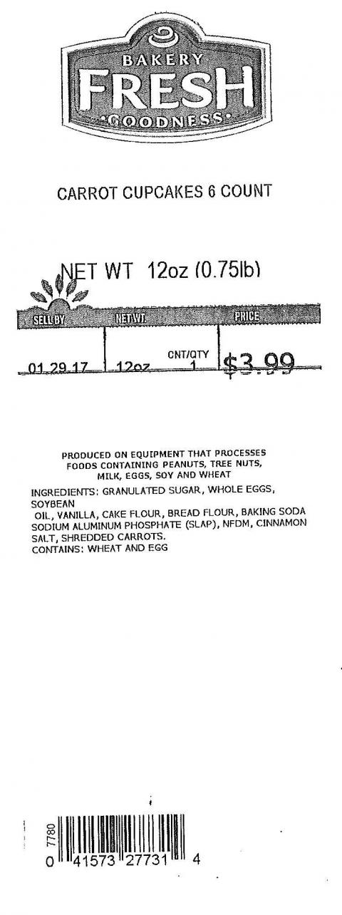 Bakery Fresh Goodness Carrot Cupcakes 6 count label