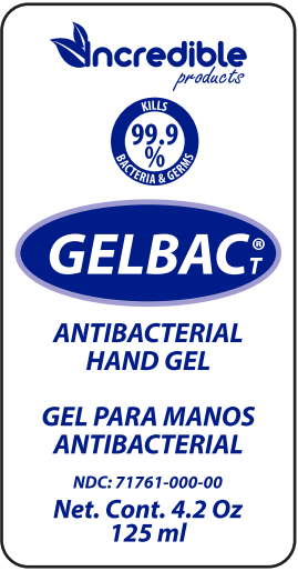 Front label, GELBAC T ANTIBACTERIAL HANDGEL 125ml/4.2 oz.