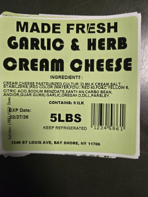 Garlic and Herb Cream Cheese 2/27/26