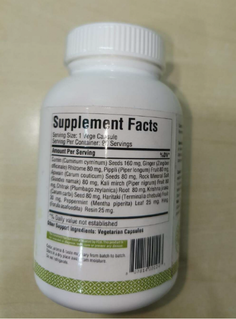 Ingredient Label on bottle, HerbsForever Gastro Care